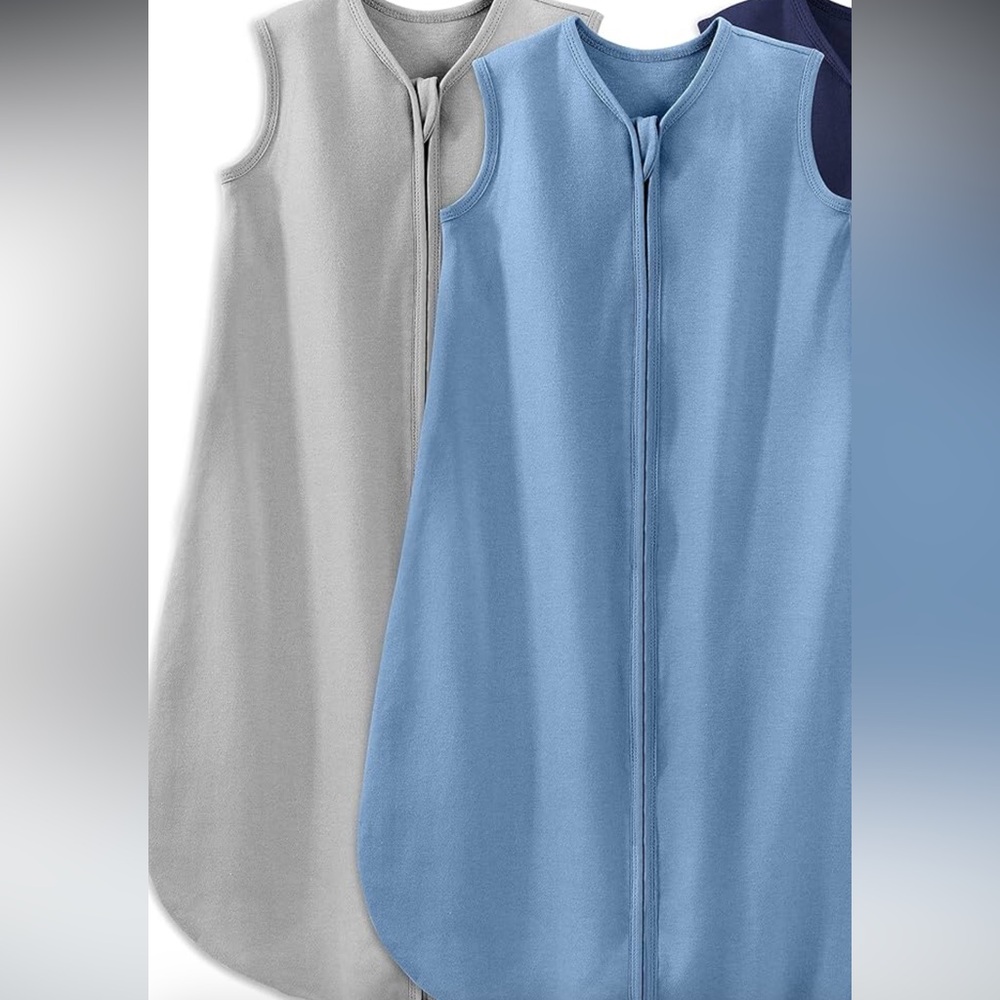 Blue and Gray Sleeveless Zip-Up Sleepsack set of 2